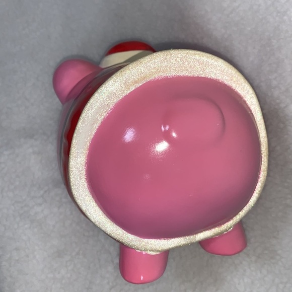 Target Piggy bank 8.5" pink 2010 Christmas pig with lashes Santa's hat and skirt - Picture 5 of 12